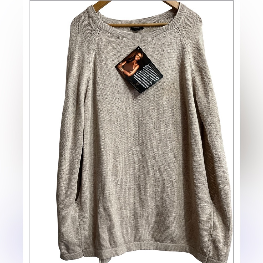 IMAN tan shawl sweater two holes for hands in the front Sz M/L Women